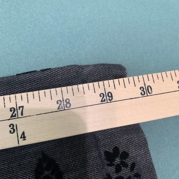 Chico's Platinum Jeans Womens Size 2 US L 12 Black Denim Floral Velvet Skinny - Picture 7 of 12